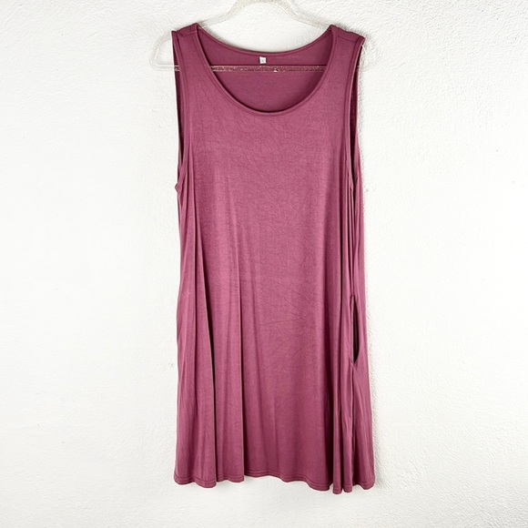 🌸Mauve Sleeveless Tank Top Dress w/Side Pockets🌸 - Picture 1 of 6